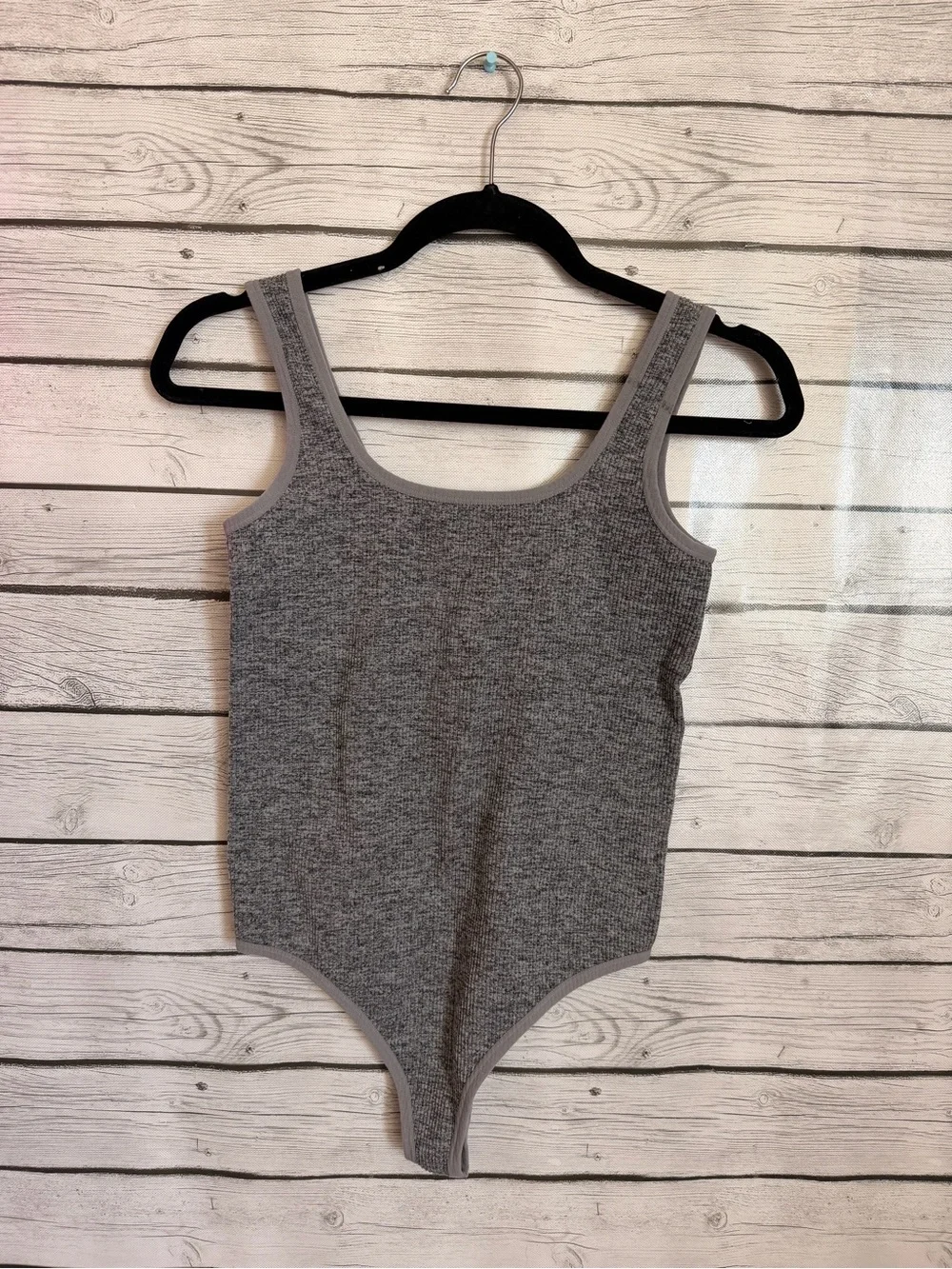 Colsie Gray Ribbed Tank Bodysuit - Picture 1 of 2